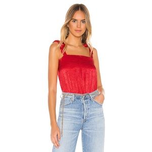 Superdown Women's Andrea Tie Strap Bodysuit in Red XS